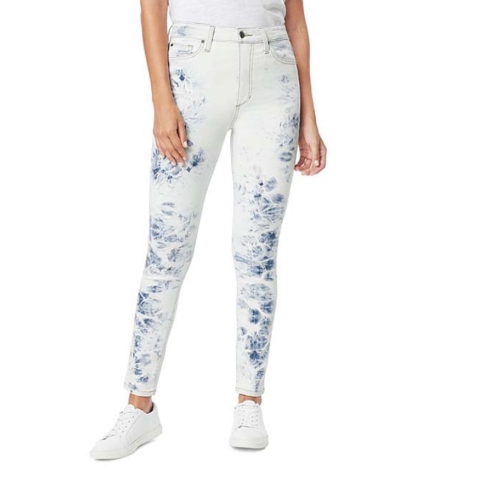 NWOT Joe’s Jeans White & Hydrangea Abstract Bella High-Waist Skinny Ankle Jeans